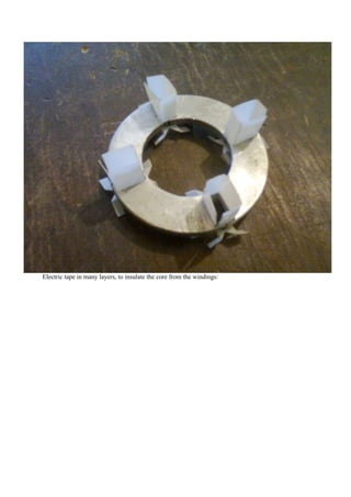 Electric tape in many layers, to insulate the core from the windings:
 