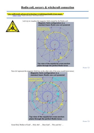 Rodin coil, sorcery & witchcraft connection
Let's try to visualize the magnetic field created by the Rodin coil:
Picture 722
Now let' represent the magnetic field line on the other side of the torus (south hemi-torus):
Picture 723
Great Holy Mother of God! ... Holy shit! … Dear God! ... This can't be! …
“Any sufficiently advanced technology is indistinguishable from magic.”
Arthur C. Clarke, "Profiles of The Future", 1961 (Clarke's third law)
 