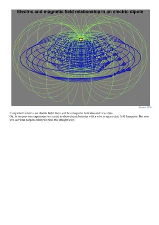 Picture 1078
Everywhere where is an electric field, there will be a magnetic field also and vice-versa.
Ok. In our previous experiment we started to short-circuit batteries with a wire to see electric field formation. But now
let's see what happens when we bend this straight wire:
 