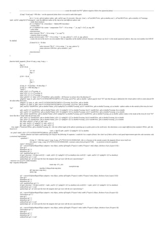 ------------------------------------------------------------------------------------create the inside level"lvl" spheres negative (below the equatorial plane) ---------------------------------------------------------------------------
--
if (ang!=0 and ang!=180) then --on the equatorial plane there is no need to make them again
(
for x=1 to tor_sph do (sphere radius: sphr_in[lvl] segs:24 wirecolor: blue pos: [real_r_in*cos(360.0*x/tor_sph as double),real_r_in*sin(360.0*x/tor_sph as double),-(r2*sin(ang)-
(sphr_in[lvl]+sphg[lvl]/2)*sin(ang))]) --note the different radius of the ring array and different sphere radi
--make them instances
for o in $Sphere* do o.baseobject = $Sphere001.baseobject
--rename them
for o in $Sphere* do o.name = uniquename ("Lvl" + lvl as string + "_in_neg") --Lvl2_in_neg_001
--select them
clearselection()
select (execute ("$Lvl" + lvl as string +"_in_neg*"))
--organize them in a group
group selection name: ("lvl" + lvl as string +"_in_neg_spheres") --Lvl2_in_neg_spheres
--rotate the level if the level is an even number (this is regardless of the number of levels because i will always say level 1 is the inside equatorial spheres, thus any even number level MUST
be shifted)
if ((mod lvl 2)==0) then
(
select (execute ("$Lvl" + lvl as string +"_in_neg_spheres"))
rotate selection (180.0/tor_sph as double) z_axis
)
clearselection()
)
)
function build_magnetic_flower lvl ang_a ang_b ang_c =
(
flag=0
if (lvl<0) do
(
lvl=-lvl
flag=1
)
if (lvl==0) do
(
lvl=1
flag=1
)
if (ang_b==0 and flag==0) then flag=2
if (ang_b==180) then flag=2
"ideal r"
ideal_r[lvl]=r1-r2*cos(ang_a)
ideal_r[lvl+1]=r1-r2*cos(ang_b)
ideal_r[lvl+2]=r1-r2*cos(ang_c)
ideal_sphr[lvl+1]=ideal_r[lvl+1]*sin(60/tor_sph as double) --60 because we always have the phasing of 3
sphg[lvl]=(gap_to_sphr_ratio*3.14159265358979323d0*(r1-r2*cos(ang_a)))/(3*tor_sph) as double --sphere gap for level "lvl" note that the gap is defined for the virtual sphere with its center placed ON
the ideal abha sheet torus
sphg[lvl+1]=(gap_to_sphr_ratio*3.14159265358979323d0*(r1-r2*cos(ang_b)))/(3*tor_sph) as double
sphg[lvl+2]=(gap_to_sphr_ratio*3.14159265358979323d0*(r1-r2*cos(ang_c)))/(3*tor_sph) as double
sphr_out[lvl]=(tan(60.0/tor_sph as double)*(ideal_r[lvl]-(sphg[lvl]/2 as double)*cos(ang_a)))/(1+tan(60.0/tor_sph as double)*cos(ang_a)) as double --sphere radius on the outside of the torus for level
"lvl"
sphr_out[lvl+1]=(tan(60.0/tor_sph as double)*(ideal_r[lvl+1]-(sphg[lvl+1]/2 as double)*cos(ang_b)))/(1+tan(60.0/tor_sph as double)*cos(ang_b)) as double
sphr_out[lvl+2]=(tan(60.0/tor_sph as double)*(ideal_r[lvl+2]-(sphg[lvl+2]/2 as double)*cos(ang_c)))/(1+tan(60.0/tor_sph as double)*cos(ang_c)) as double
sphr_in[lvl]=(tan(60.0/tor_sph as double)*(ideal_r[lvl]+(sphg[lvl]/2 as double)*cos(ang_a)))/(1-tan(60.0/tor_sph as double)*cos(ang_a)) as double--sphere radius in the inside of the torus for level "lvl"
(note that this is larger than the previous one)
sphr_in[lvl+1]=(tan(60.0/tor_sph as double)*(ideal_r[lvl+1]+(sphg[lvl+1]/2 as double)*cos(ang_b)))/(1-tan(60.0/tor_sph as double)*cos(ang_b)) as double
sphr_in[lvl+2]=(tan(60.0/tor_sph as double)*(ideal_r[lvl+2]+(sphg[lvl+2]/2 as double)*cos(ang_c)))/(1-tan(60.0/tor_sph as double)*cos(ang_c)) as double
mh=ideal_sphr[lvl+1]*mh_to_sphr_ratio
fg2=sphr_out[lvl+1]+sphg[lvl+1]+sphr_in[lvl+1]
fg3=sphr_out[lvl+2]+sphg[lvl+2]+sphr_in[lvl+2]
true_angle=2*asin(sin(180/tor_sph as double)*cos(ang_b)) --the true orbital angle of the spheres (pointing up at a polar point on the world axis) this determines a new angle different from standard 180/tor_sph, but
based on it
--new_z=(fg3/2)-sphr_out[lvl+2]-(sphg[lvl+2]/2 as double)
tor_petal=(ideal_r[lvl+1]*3.14159265358979323d0)/tor_sph as double
--maybe someone real smart could develop a for loop for the following 16 segments, i could do it in a couple of hours, but i don't see if there will be a real speed improvement upon the code execution, only
a structural improvement
--quadrant 1
if (ang_b==180) then xypos1=(ang_b-ang_a)*r2*0.01234134149488435d0 --this is is because at the outside ecuator the magnetic flower turns itself over
else xypos1=(ang_c-ang_b)*r2*0.01234134149488435d0 --constant comes from pi/(sqrt(2)*180) --xy position in the first quadrant
xypos1=abs(xypos1)
spl = convertToSplineShape(Ellipse adaptive: true ellipse_outline:off length:(2*xypos1) width:(2*(xypos1+mh)) ellipse_thickness:0 pos:[xypos1,0,0] )
open spl 1
deleteKnot spl 1 4
deleteKnot spl 1 1
crd1=(getKnotPoint spl 1 1)
if (spin_direction==0) then (crd1[3]+=-(sphr_in[lvl+2]+(sphg[lvl+2]/2 as double))) else (crd1[3]+=(sphr_out[lvl+2]+(sphg[lvl+2]/2 as double)))
setKnotPoint spl 1 1 crd1
updateshape spl --if i don't put this here the tangents don't get reset with the new repositioning!!!
--measure it to see if it's within boundary
tmp=snapshot $Ellipse001
rotate tmp -45 z_axis
resetxform tmp
maxOps.CollapseNode tmp false
dif=tmp.max.y-tmp.min.y
delete tmp
spl = convertToSplineShape(Ellipse adaptive: true ellipse_outline:off length:(2*xypos1) width:(2*(xypos1-mh)) ellipse_thickness:0 pos:[xypos1,0,0])
open spl 1
deleteKnot spl 1 4
deleteKnot spl 1 1
crd2=(getKnotPoint spl 1 1)
if (spin_direction==0) then (crd2[3]+=(sphr_out[lvl+2]+(sphg[lvl+2]/2 as double))) else (crd2[3]+=-(sphr_in[lvl+2]+(sphg[lvl+2]/2 as double)))
setKnotPoint spl 1 1 crd2
updateshape spl --if i don't put this here the tangents don't get reset with the new repositioning!!!
spl = convertToSplineShape(Ellipse adaptive: true ellipse_outline:off length:(2*(xypos1-mh)) width:(2*xypos1) ellipse_thickness:0 pos:[0,xypos1,0])
setFirstKnot spl 1 2
open spl 1
deleteKnot spl 1 2
deleteKnot spl 1 1
setKnotPoint spl 1 2 crd1
updateshape spl --if i don't put this here the tangents don't get reset with the new repositioning!!!
spl = convertToSplineShape(Ellipse adaptive: true ellipse_outline:off length:(2*(xypos1+mh)) width:(2*xypos1) ellipse_thickness:0 pos:[0,xypos1,0])
setFirstKnot spl 1 2
open spl 1
deleteKnot spl 1 2
deleteKnot spl 1 1
setKnotPoint spl 1 2 crd2
 