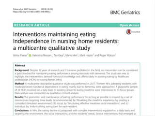 Research into mealtimes and older people with dementia | PPTX