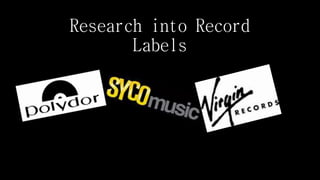 Research into Record
Labels
 