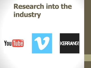 Research into the 
industry 
 