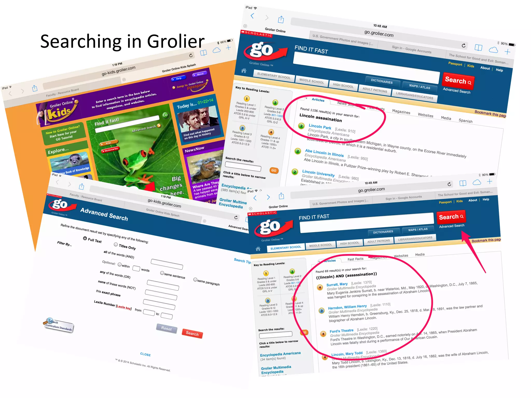 Searching	
  in	
  Grolier	
  
 