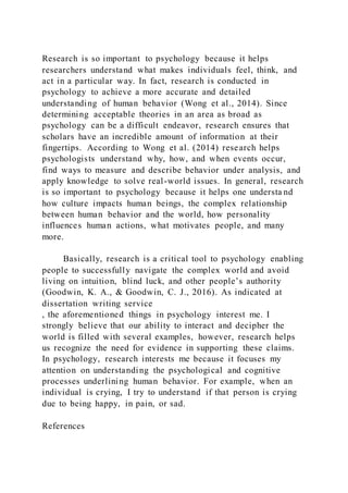 Research is so important to psychology because it helps researchers | DOCX