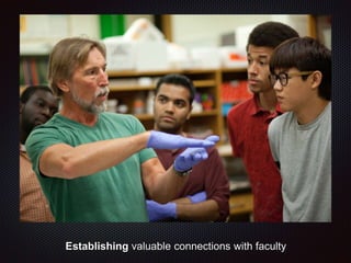 Establishing valuable connections with faculty
 