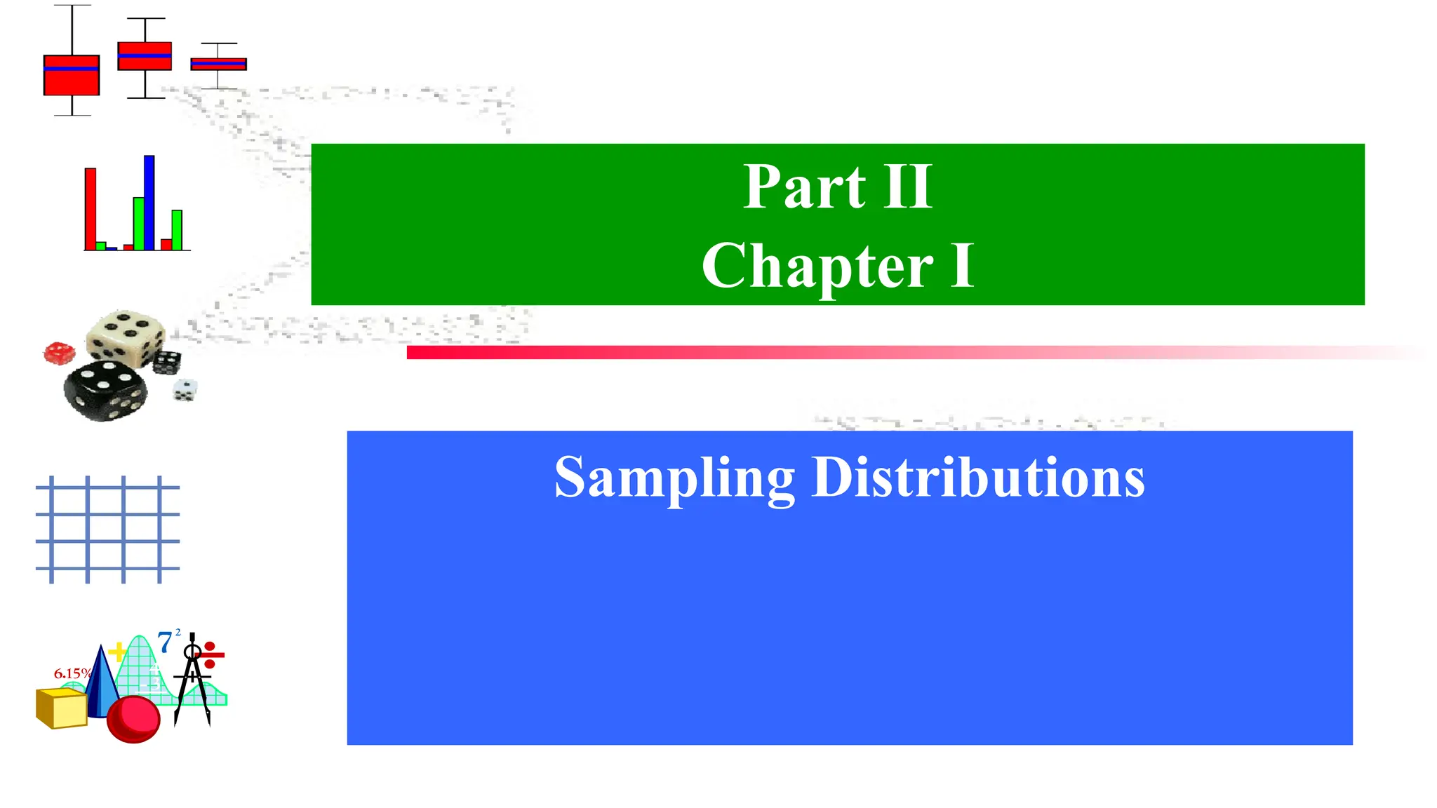 Part II
Chapter I
Sampling Distributions
 
