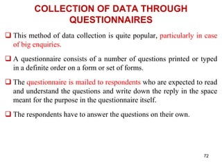 Data Collection Methods Questionaires Research Method Data Collection, Reporting | PDF