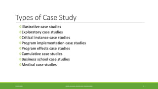 Types of Case Study
◊Illustrative case studies
◊Exploratory case studies
◊Critical instance case studies
◊Program implementation case studies
◊Program effects case studies
◊Cumulative case studies
◊Business school case studies
◊Medical case studies
24/03/2020 AMAN DHANDA (AEROSPACE ENGINEERING) 4
 