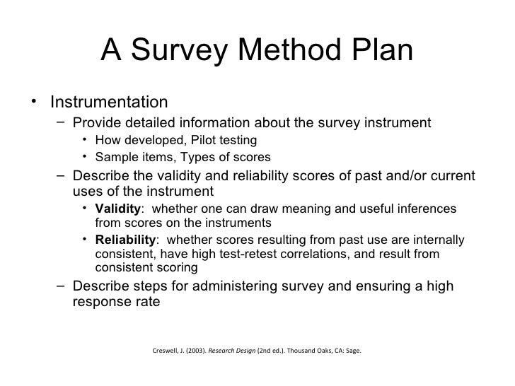 Research Methodologies - 23 a survey method plan instrumentation