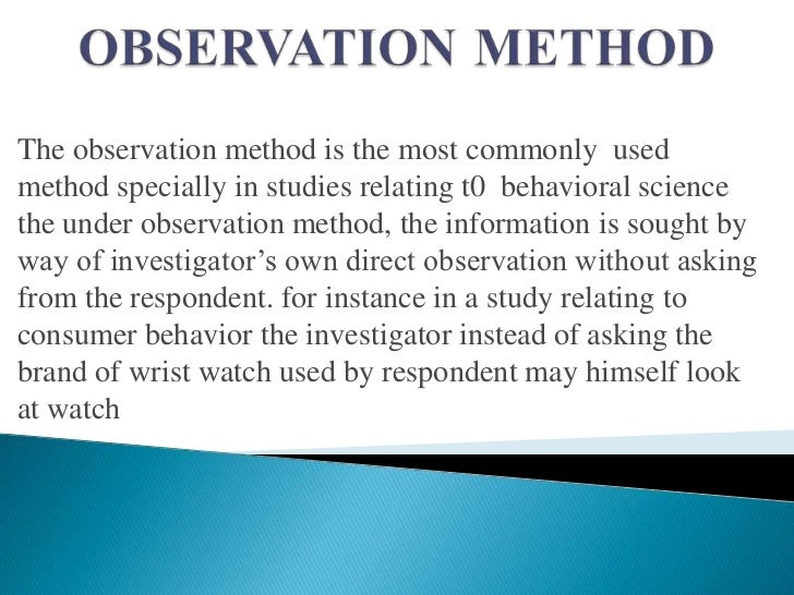 what is observation method in research methodology