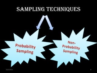 Sampling Techniques




18/3/2011                         9
 