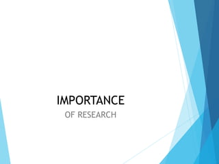 IMPORTANCE
OF RESEARCH
 