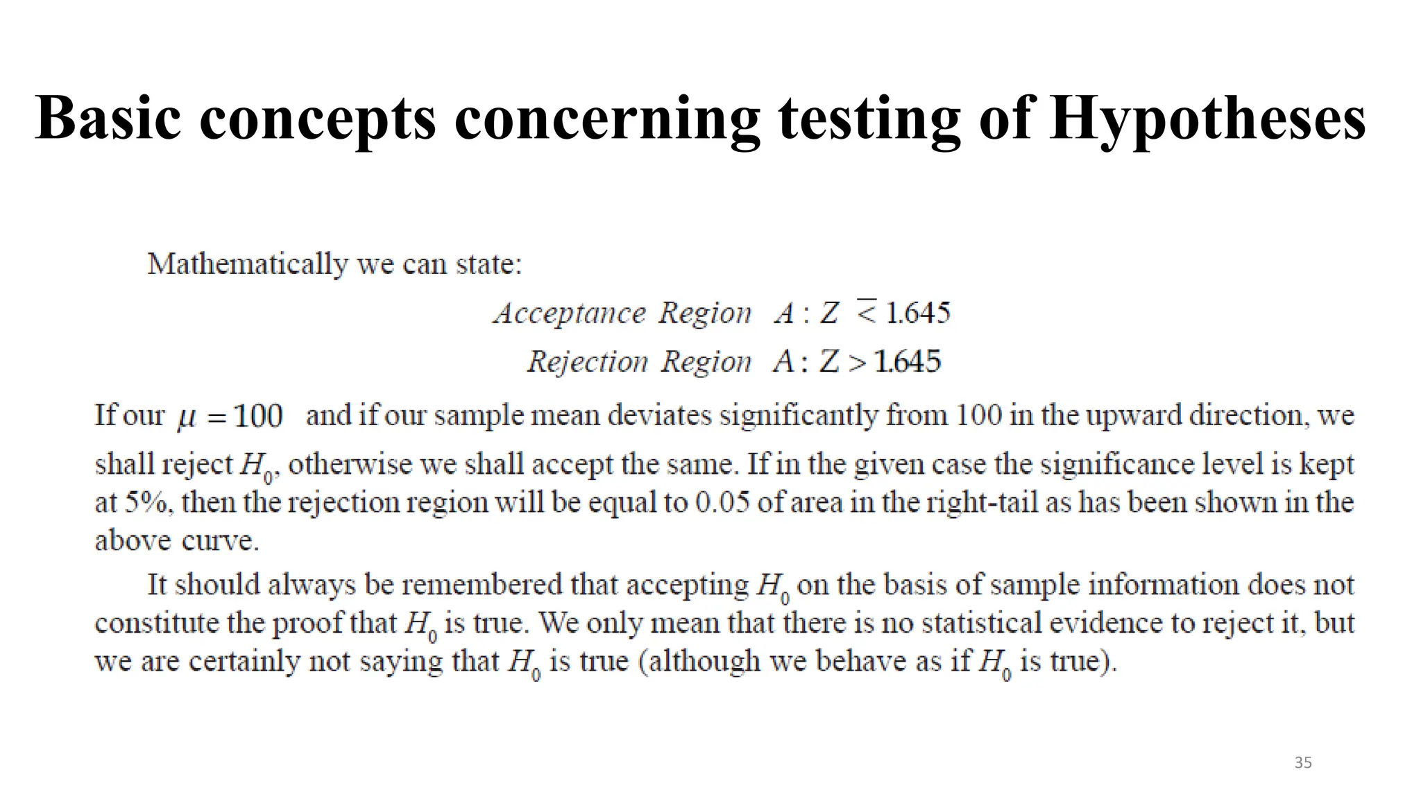 Basic concepts concerning testing of Hypotheses
35
 