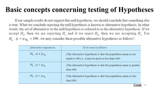 Basic concepts concerning testing of Hypotheses
28
Contd.
 