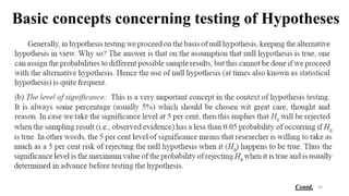 Basic concepts concerning testing of Hypotheses
30
Contd.
 