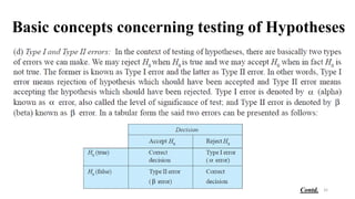 Basic concepts concerning testing of Hypotheses
32
Contd.
 