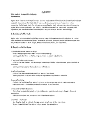 Pilot Study In Research Example RESEARCH Methodology , fundamentals .docx