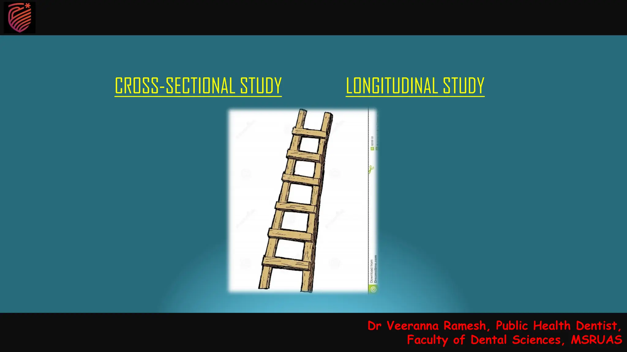 CROSS-SECTIONAL STUDY LONGITUDINAL STUDY
Dr Veeranna Ramesh, Public Health Dentist,
Faculty of Dental Sciences, MSRUAS
 