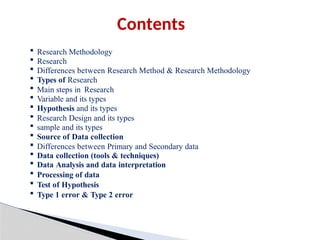 Comprehensive Guide to Research Methodology and Statistical Testing | PPTX