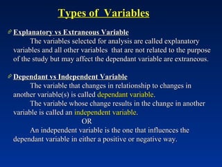 Extraneous Variable Types Research methodology unit-1 | PPT