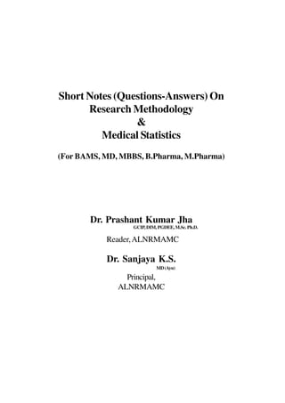 Research methodology and medical statistics book preview | PDF