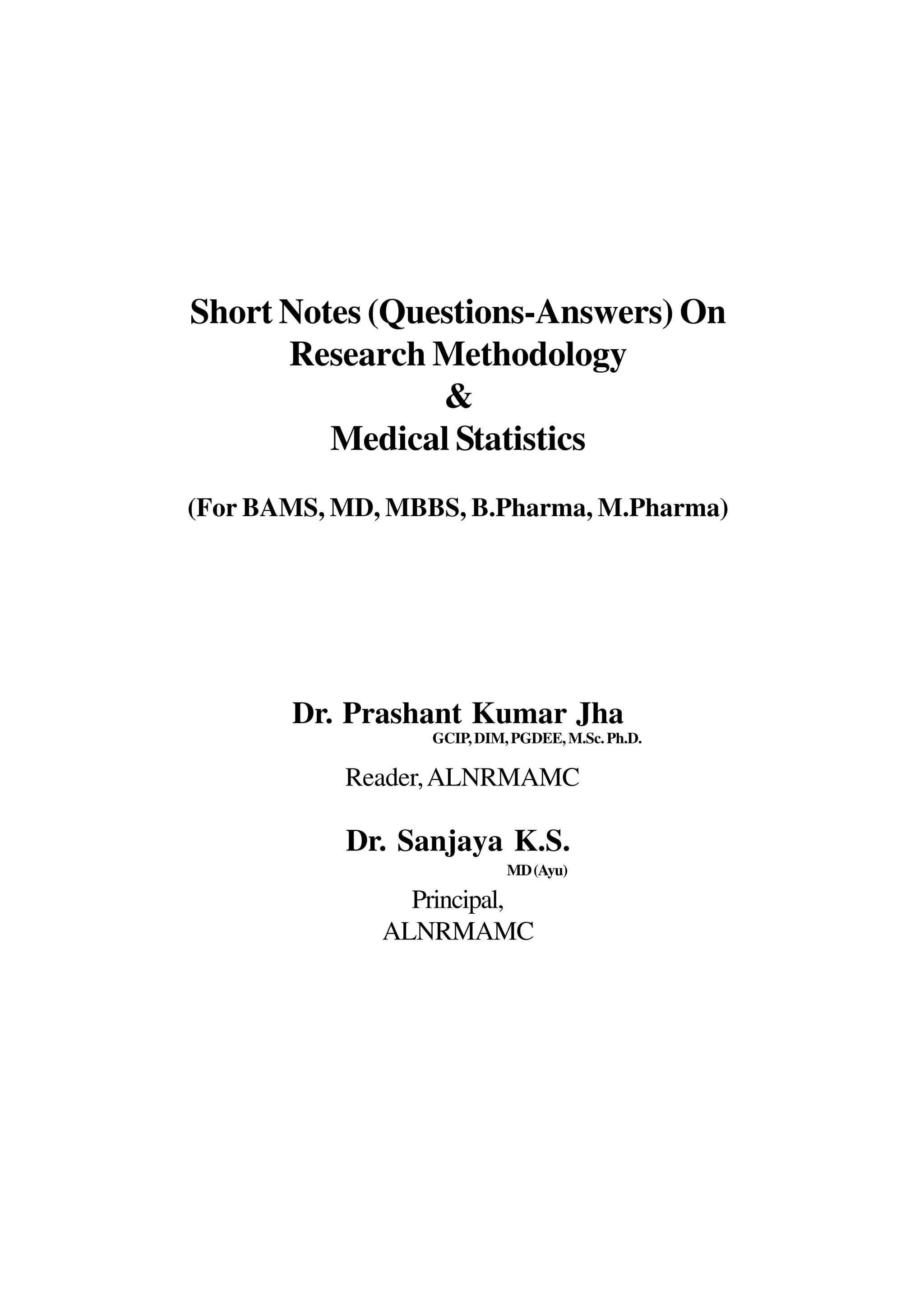 Research methodology and medical statistics book preview | PDF