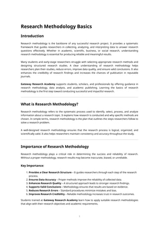 Comprehensive Guide to Research Methodology Basics and Applications | PDF