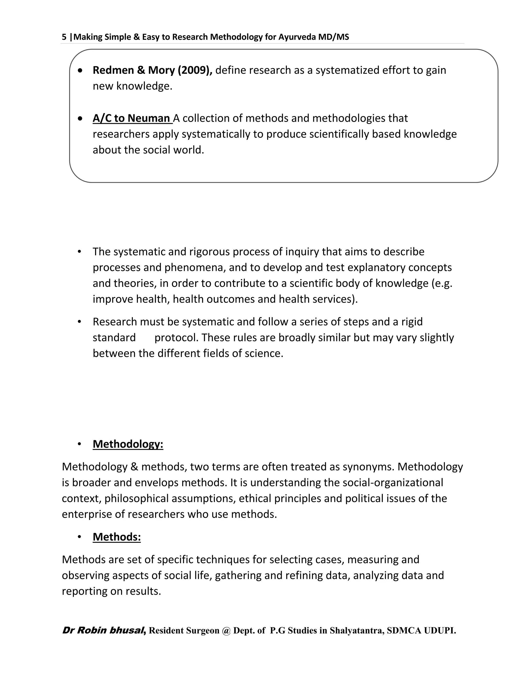 Research methodology for ayurveda MD/MS | PDF