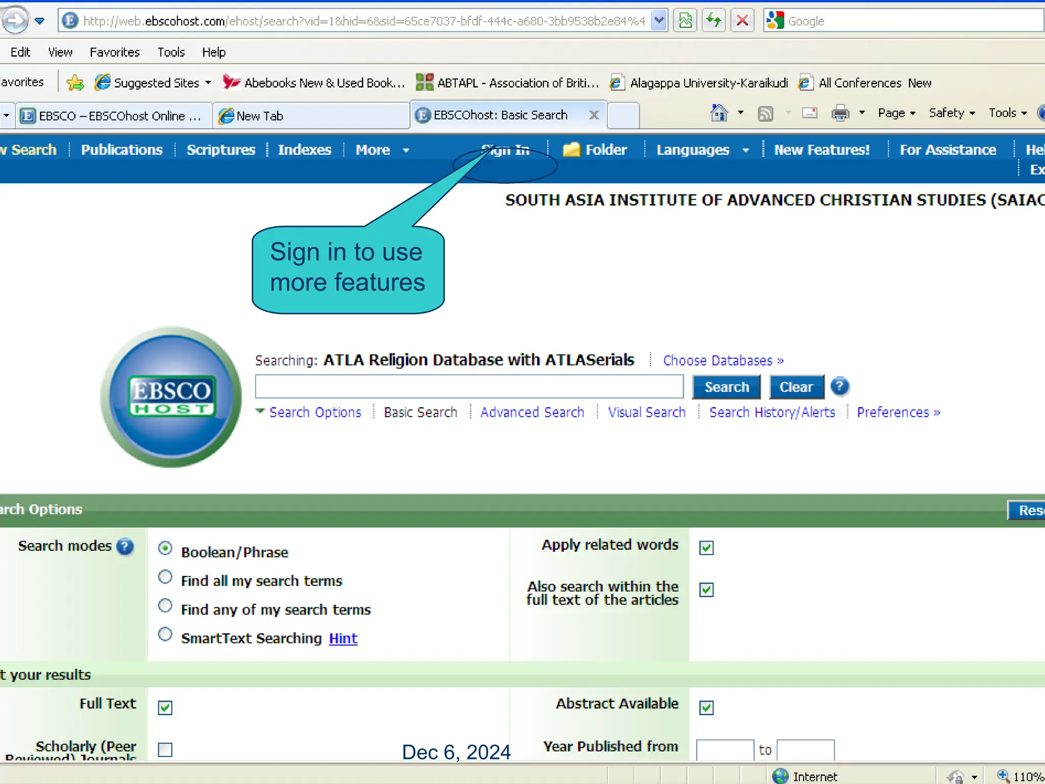 18
Finding periodical
articles
Journal articles
 To find periodical articles, use specialized periodical
database, i.e., ATLA Religion Database with Serials
– Over 575,000 article citations, 239,000 essay citations,
530,000 book review citations and Full text for more than
294,000 electronic articles & book reviews
http://appserver/eboard
Dec 6, 2024
Sign in to use
more features
 