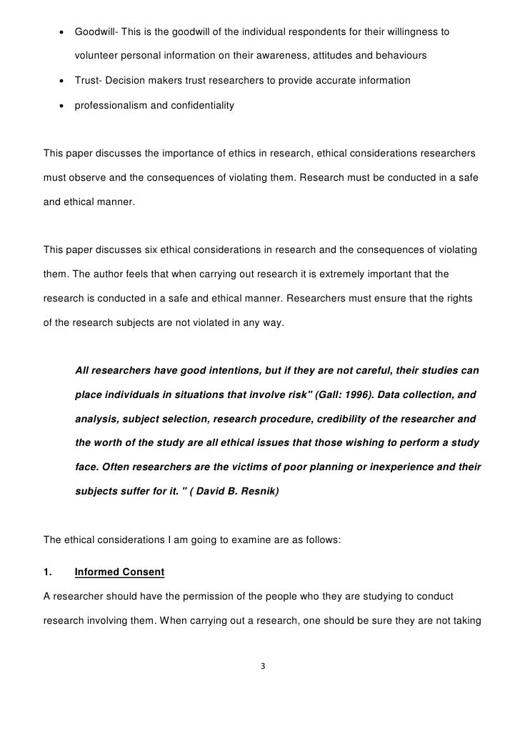 Why are ethics important in psychological research essay