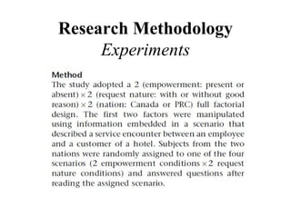 Research Methodology
     Experiments
 