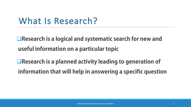 Research Methodology In Medical Research PPT