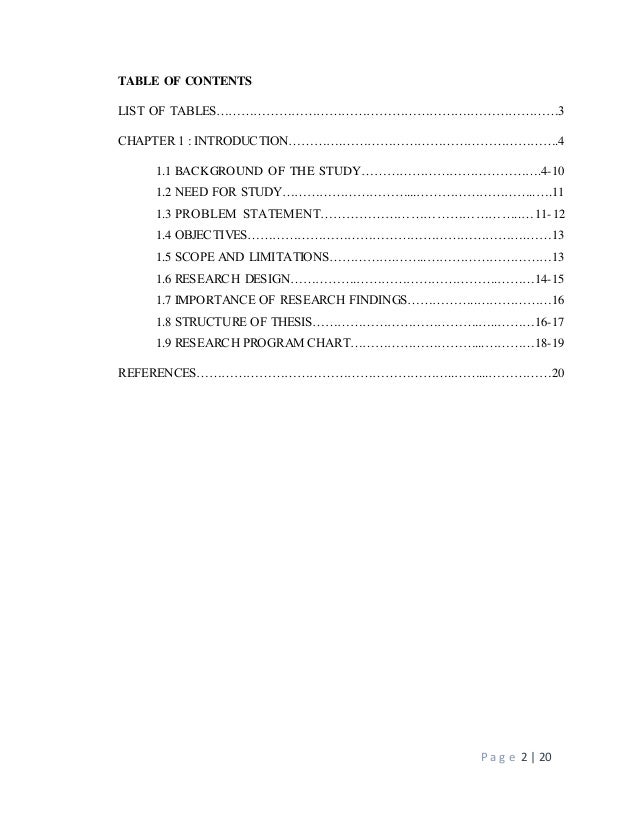 content of chapter one in research project