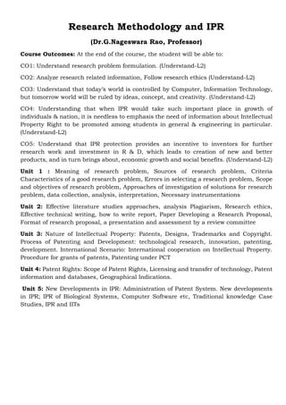 Ipr Rao Research Methodology & IPR Complete Notes | PDF