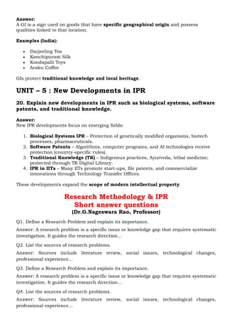 Research Methodology & IPR Complete Notes | PDF
