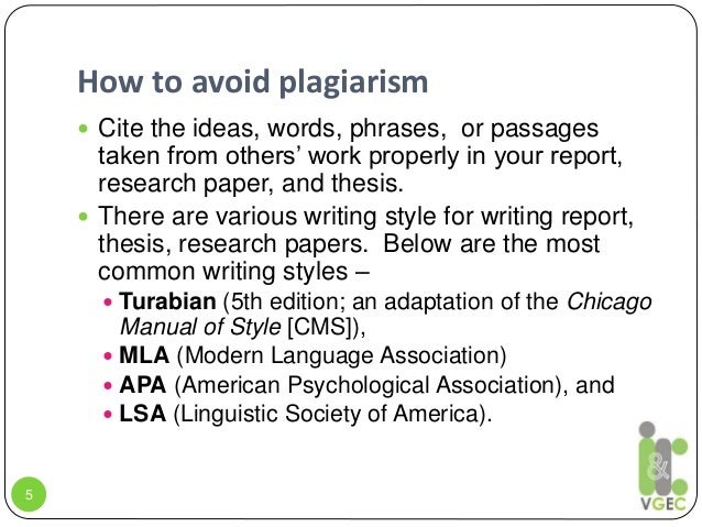 Plagiarism in writing thesis