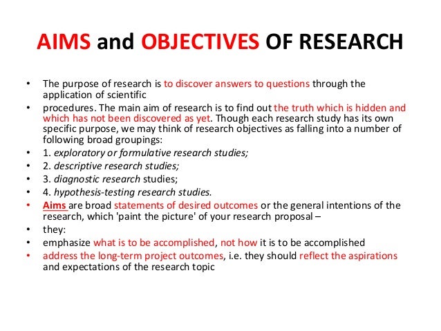 aims and objectives in research methodology