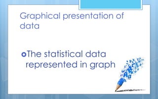 Graphical presentation of
data
The statistical data
represented in graph
 