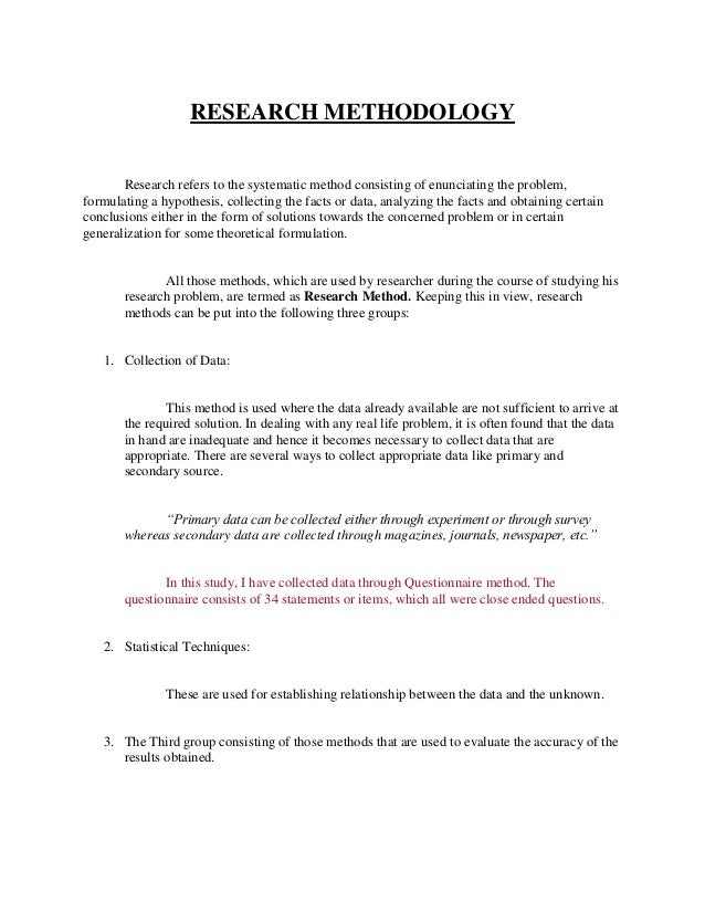 research methodology project example