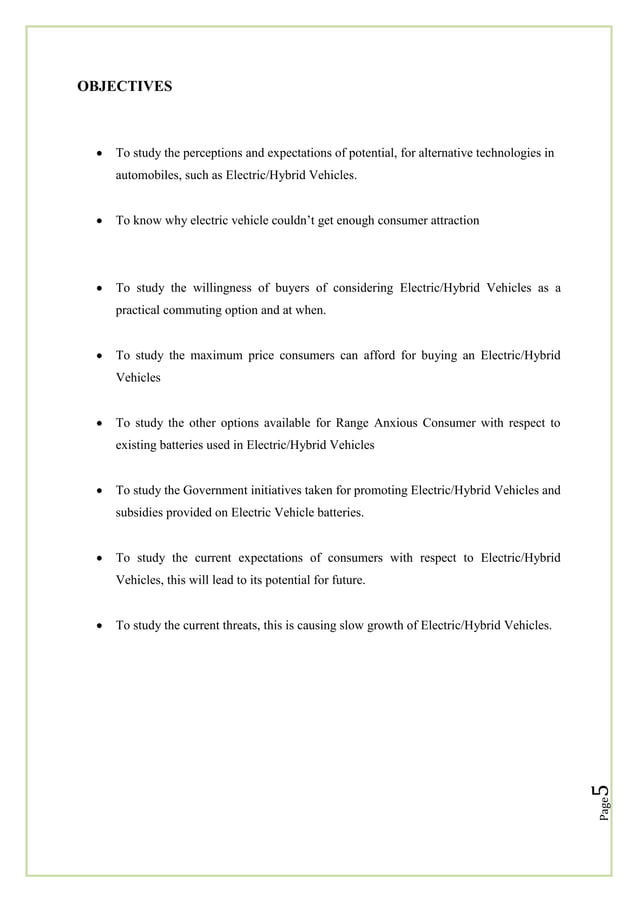 Project Report On Electric Vehicles PDF