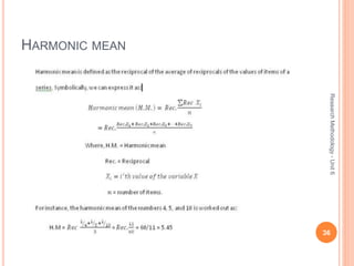 HARMONIC MEAN
36
ResearchMethodology-Unit6
 