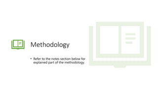 Methodology
• Refer to the notes section below for
explained part of the methodology.
 
