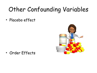 Other Confounding Variables
• Placebo effect
• Order Effects
 