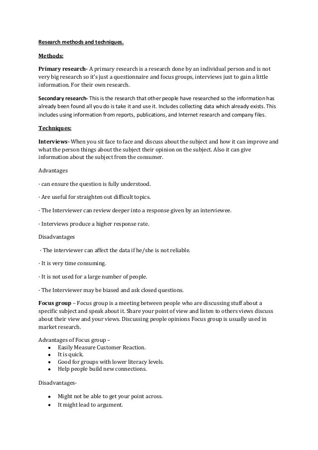 Research methods and techniques
