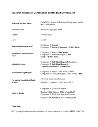 CMA5005 – Research Methods in Construction and the Built Environment ...