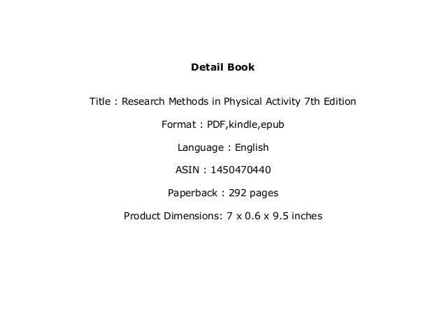 Research Methods In Physical Activity 7th Edition Pdf