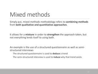 Combining Methods Research methods introduction 2022 | PPTX