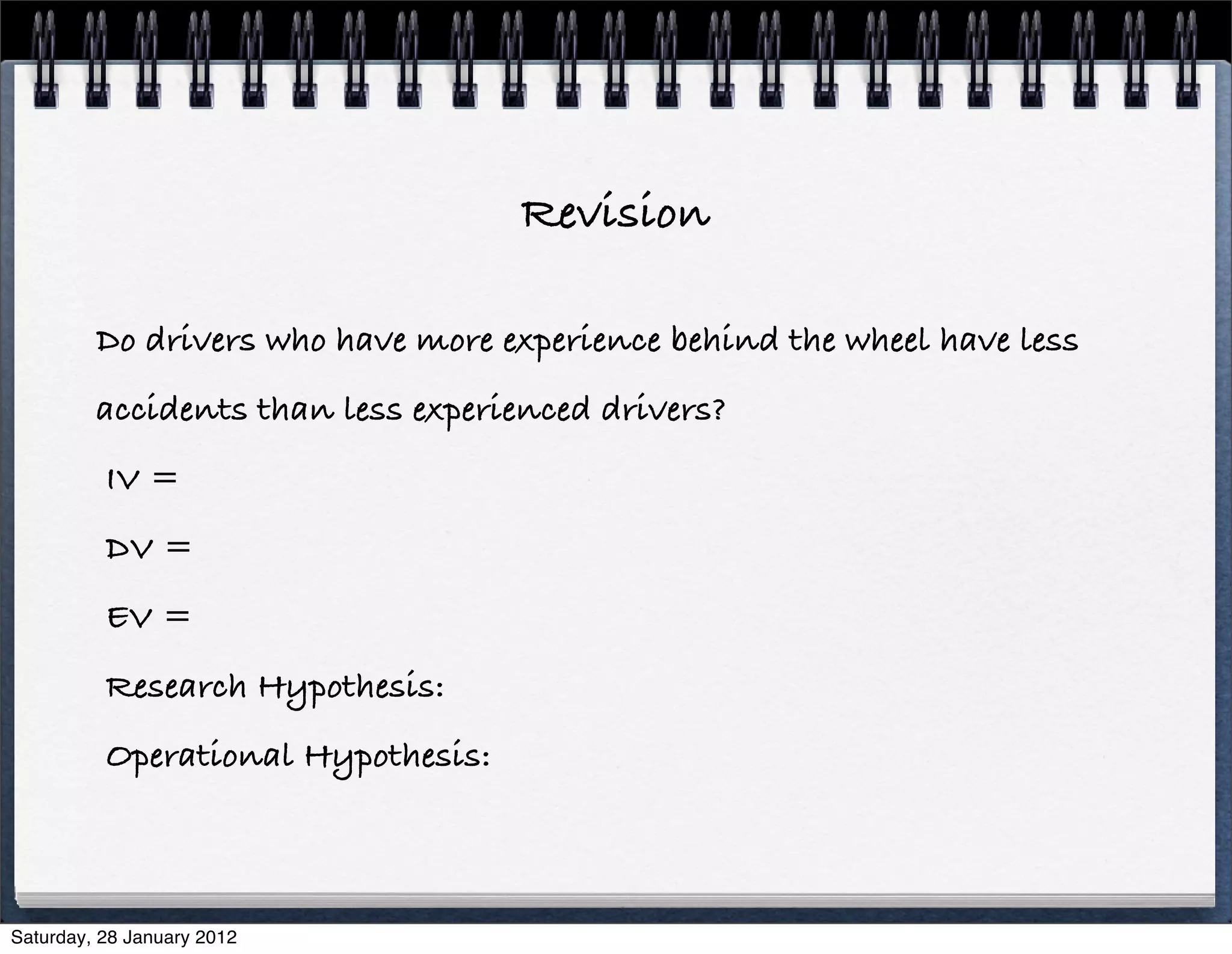 Research methods (variables & hypothesis) | PDF