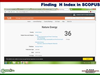 Finding H Index in SCOPUS
 